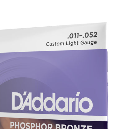 D'Addario EJ26 Phosphor Bronze Acoustic Guitar Strings, Custom Light 11-52