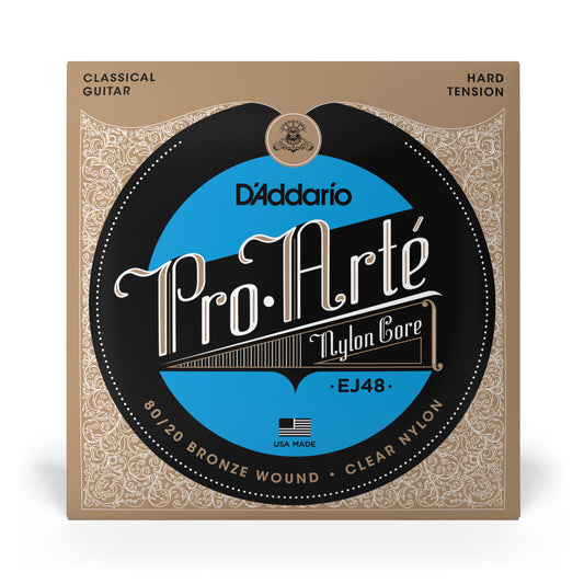 D'Addario EJ48 Hard Tension, Pro-Arté Nylon 80/20 Bronze Classical Guitar Strings