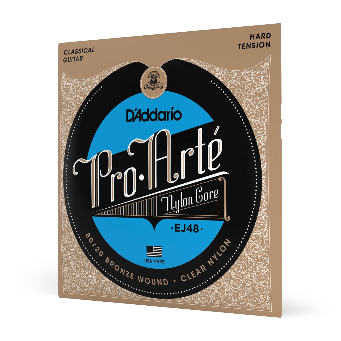 D'Addario EJ48 Hard Tension, Pro-Arté Nylon 80/20 Bronze Classical Guitar Strings