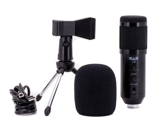 CAD u49 USB Studio Microphone with Headphone Jack & Gain Control